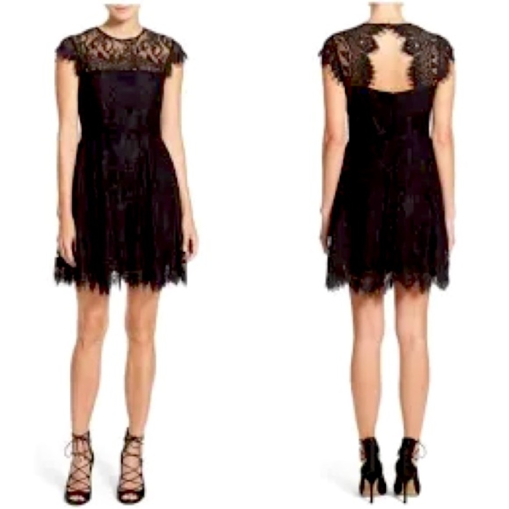 BB Dakota  black lace fit n flare dress  0